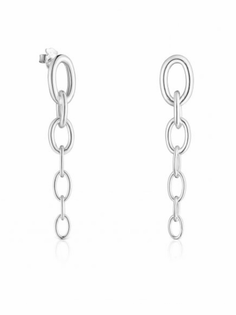 Tous Silver Linked Drop Chain Earrings - Silver Tone